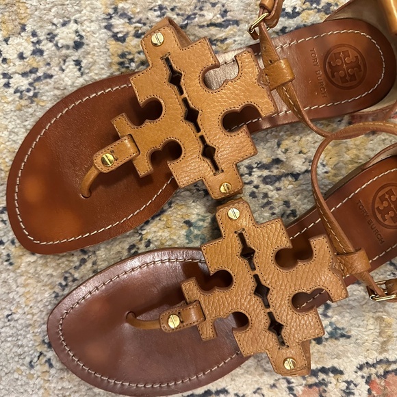 Tory Burch Phoebe leather sandal camel tan brown, size 12 - Picture 6 of 13